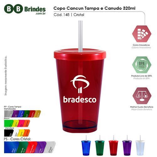 Imagem de Copo Cancun Tampa e Canudo 320ml Cristal